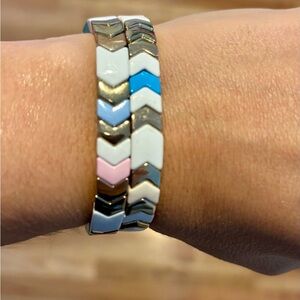 Pastel beaded bracelet set- elastic